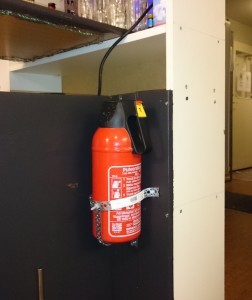 Powder extinguisher in the kitchen