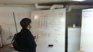 Sebastian considering some battery calculations on the new whiteboard (see the S³ blog for more information)